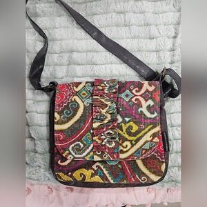 Multicolor Paisley Crossbody Bag with Ruffle Accent